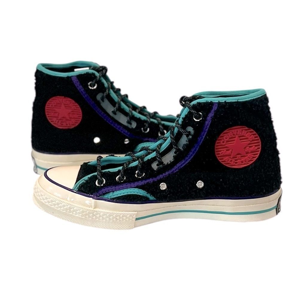 Converse Chuck 70 High Retro Sherpa Black & Blue Sneakers W7.5/M5.5